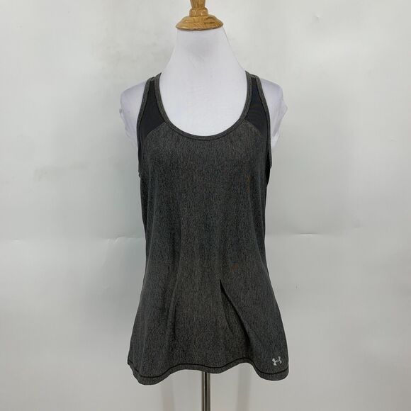 Under Armour Perforated Tank Top Womens M Medium Gray Racerback Stretch Shirt - Picture 2 of 8